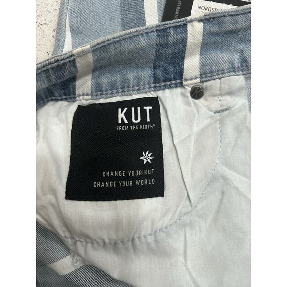 NWT KUT Size 12 Women’s Connie High Rise Ankle Skinny Striped Jeans Raw Hem - Picture 10 of 12